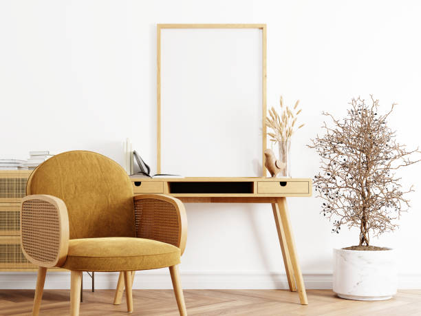istock Frame and poster mockup in Boho style interior. 3d rendering, 3d illustration 1453592228