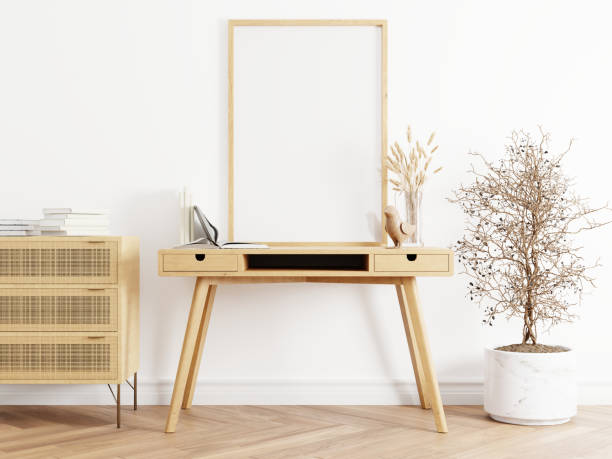istock Frame and poster mockup in Boho style interior. 3d rendering, 3d illustration 1453592230