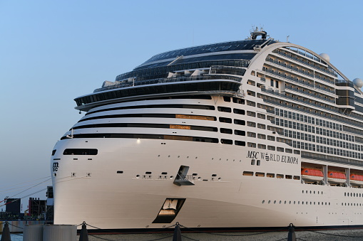 MSC World Europa sails in Qatar to receive World Cup guests. MSC World Europa Floating Hotel