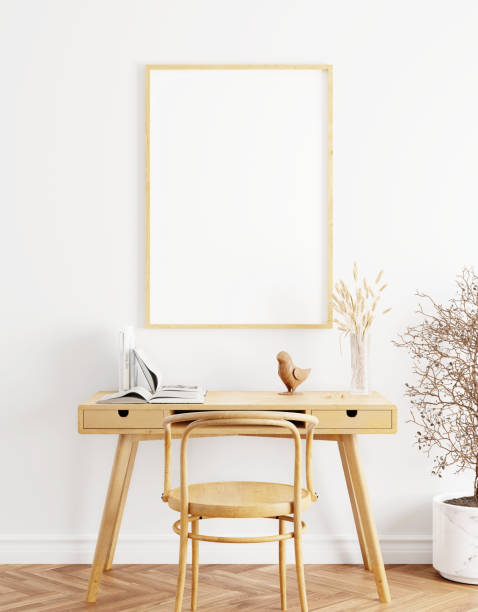 istock Frame and poster mockup in Boho style interior. 3d rendering, 3d illustration 1453592320