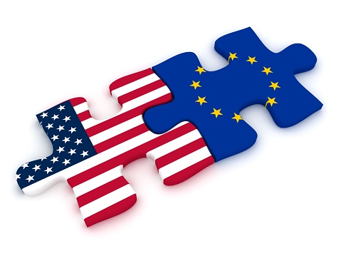 EU European Union USA flag puzzle