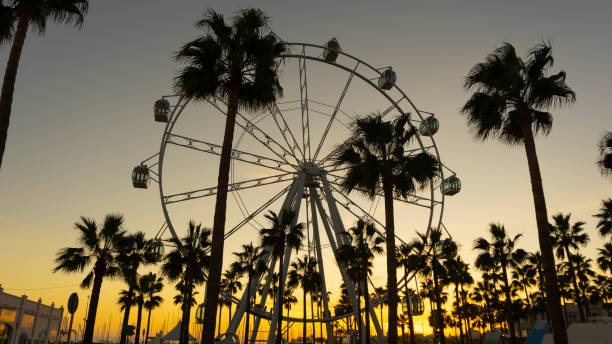 istock View of giant Ferris wheel at dusk 1453594134