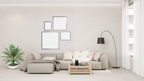 istock 3D rendering Beige Livingroom, Interior Livingroom Condominium 1453594163