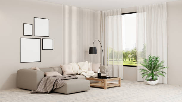 istock 3D rendering Beige Livingroom, Interior Livingroom Condominium 1453594337