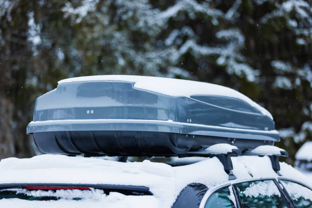 istock Roof rack with cargo box in winter 1453595938