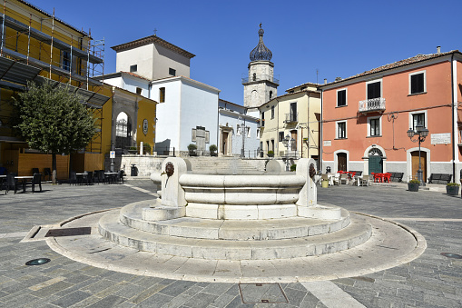 A fountain in a square in Sepino, a village in the Molise region of Italy.