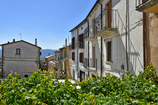 Old houses of Santa Croce del Sannio medieval village in the Campania region of Italy