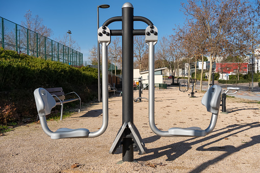Public park of the city with a multitude of gymnastics equipment to promote sports and health care