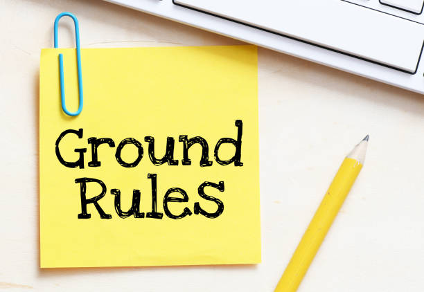 istock GROUND RULES words on a small yellow piece of paper. 1453606845
