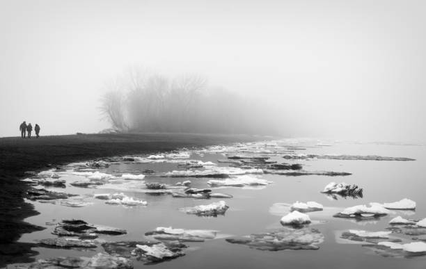 Fog on waters edge Lake Superior Great Lakes Minnesota