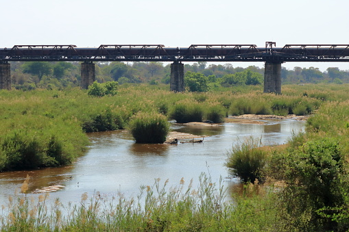 Old Railroad Bridge (now hotel) at Skukuza in Kruger National Park in South Africa