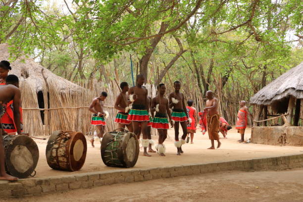 mercado de dançarinos tradicionais no sul da áfrica - zulu african descent africa dancing - fotografias e filmes do acervo