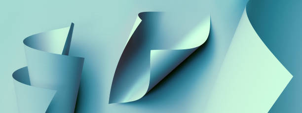 istock 3d render, abstract pastel blue background with scrolled paper 1453618660