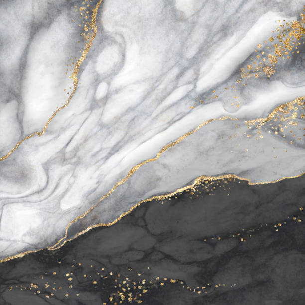 abstract marble background, artificial stone texture with veins and golden glitter, trendy wallpaper stock photo