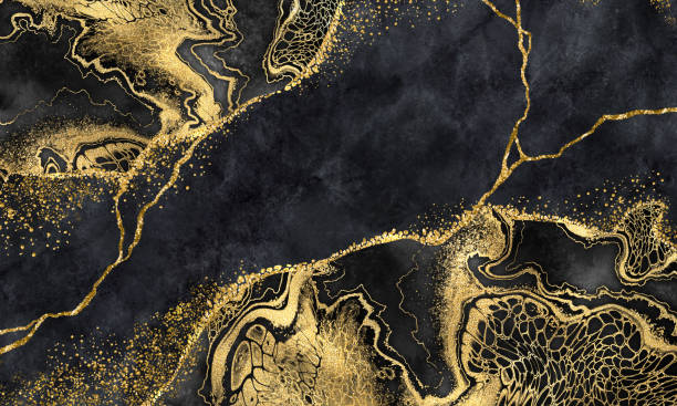 istock abstract black gold background, artificial marble texture, decorative black marbling with golden veins, luxurious wallpaper 1453618709