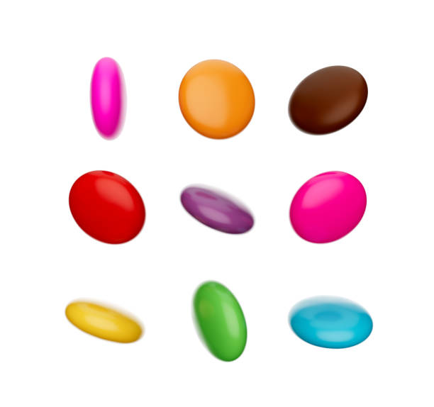 istock Falling candy gems isolated on white background in different colors 3d illustration 1453619542