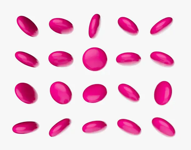 Photo of Pink Candy gems isolated on white background. 3d illustration