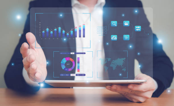 istock Business people with suit using digital tablet to access into marketing and sales data online that show on the dashboard for planning business strategy and decision making for company. 1453621043