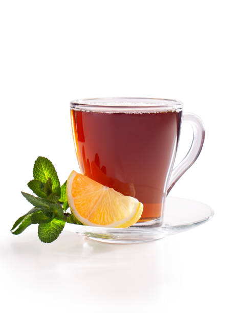 istock Tea in glass cup placed isolated on a white background 1453622051