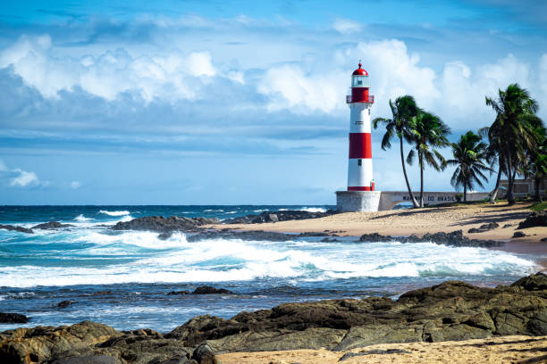 Itapoan Lighthouse Magical and famous Itapoan lighthouse Beacon stock pictures, royalty-free photos & images