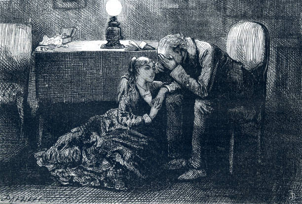 brat i siostra martin chuzzlewit 19-wieczna ilustracja - charles dickens stock illustrations