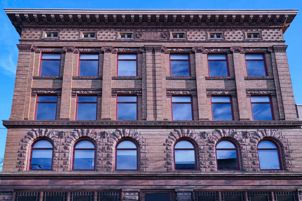 istock Old fashioned 19th century buildings on small town main street 1453634202