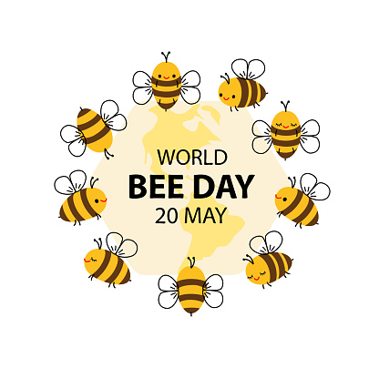 World Bee Day, International Bee Day. Vector illustration template for logo design, banner, poster, flyer, sticker, postcard, etc.