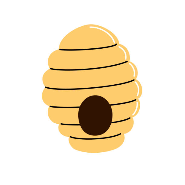 Vector illustration of cute bee Nest or bubbles of wild bees isolated on white background. Vector cartoon illustration. hornet swarm stock illustrations