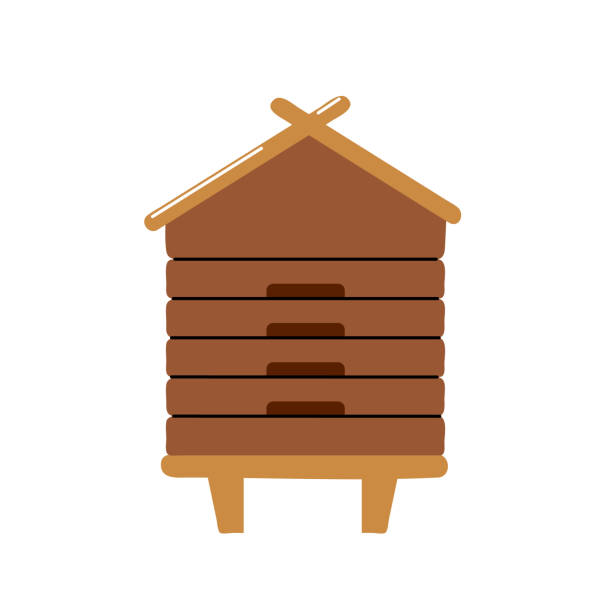 Vector illustration of cute bee Hive or bee house icon on white background. Vector illustration hornet swarm stock illustrations