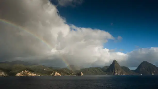 St. Lucia Pitons with a rainbow