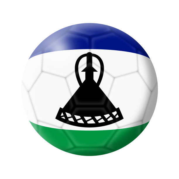 Lesotho soccer ball football 3d illustration with clipping path A Lesotho soccer ball football 3d illustration isolated on white with clipping path lesotho flag stock illustrations