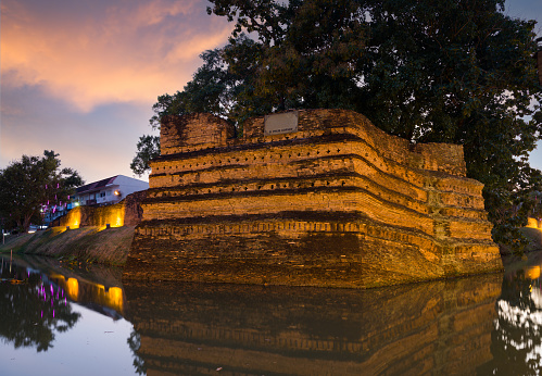 Historical Si Phum corner at evening time. Chiang Mai city, Thailand.