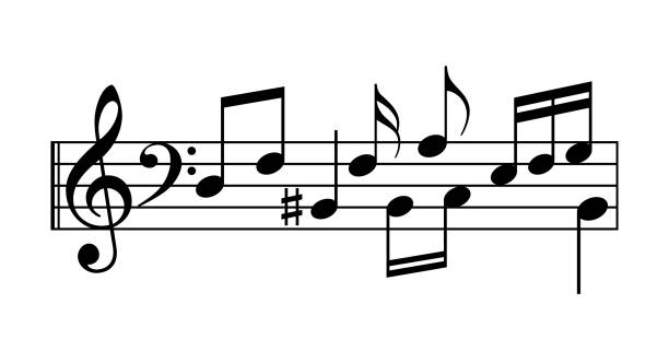 音楽スタッフとノートのベクター漫画、抽象的な音符の組み合わせ - sheet music music musical staff paper点のイラスト素材／クリップアート素材／マンガ素材／アイコン素材