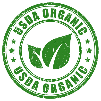 Usda organic green stamp isolated on white background