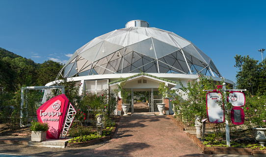 Chiang Mai, Thailand. 10 November 2022. Royal Flora Ratchaphruek Park. Rose paradise greenhouse garden