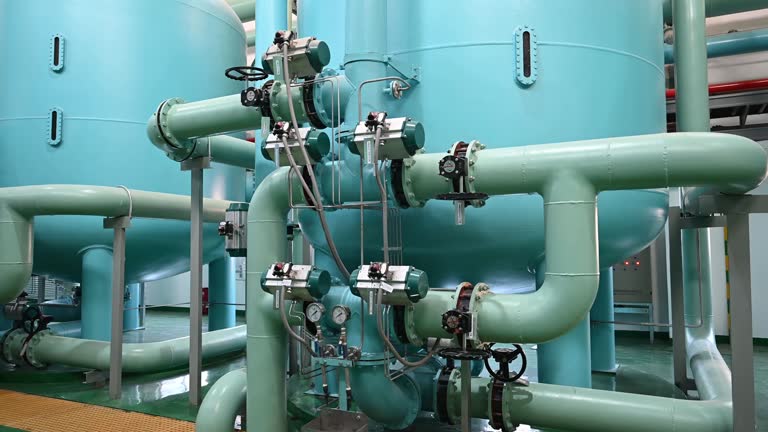 Inside the chemical plant boiler room