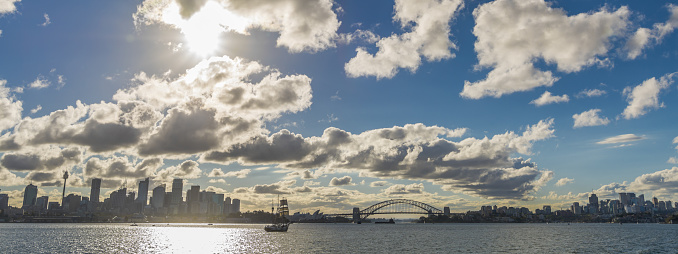 Beautiful day with blue sky and clouds at Sydney sea