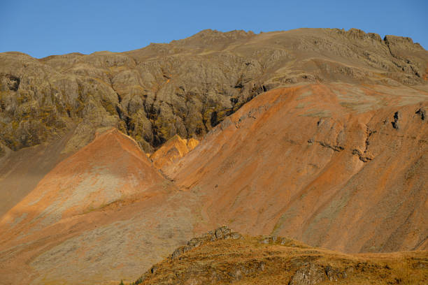 Characteristic lava mountains at Lake Thveit, Iceland