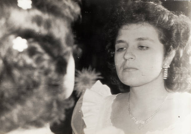 istock The bride looks in the mirror. Autumn 1992. 1453656587