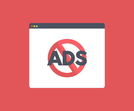 Forbidden Browser No Ads Sign On Web Browser Red Crossed Round Button Adblock Sign ...