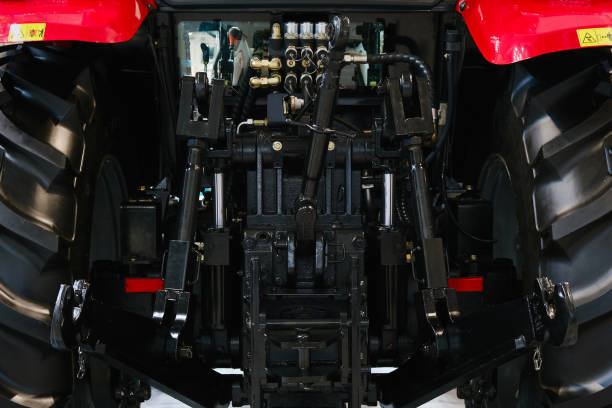 istock Closeup rear view of a modern tractor. 1453661831