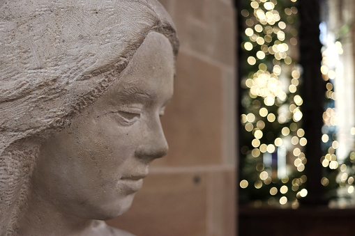 Statue of the Virgin Mary and Jesus Christ - Christmas period in an Anglican cathedral