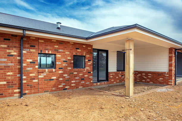 Residential house being built stock photo