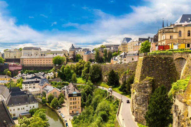 istock Panoramic cityscape of Luxembourg 1453675414