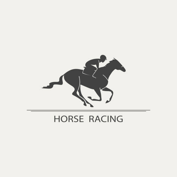 illustrazioni stock, clip art, cartoni animati e icone di tendenza di design del logo per le corse di cavalli - steeplechasing