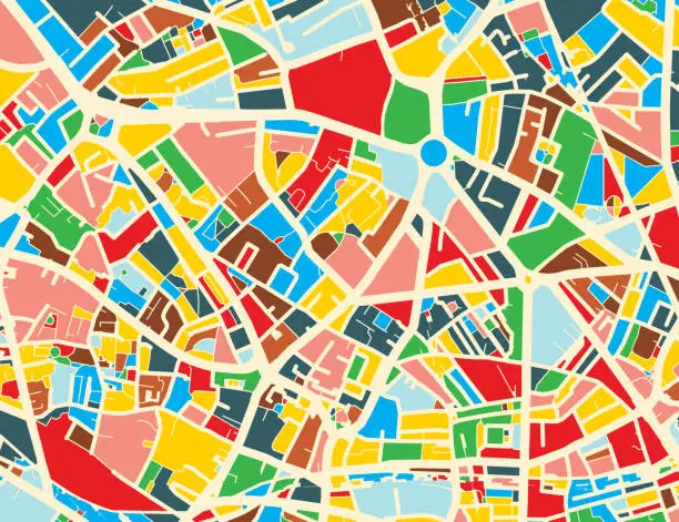 Vector illustration of Generic city map in colors