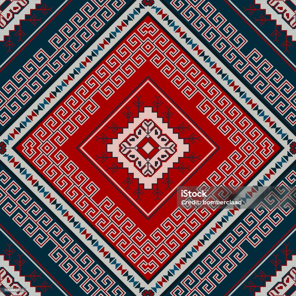 Kilim Red Pattern Vector Graphics Kilim Pattern 66 Stock Illustration - Download Image Now - Antique, Art ...