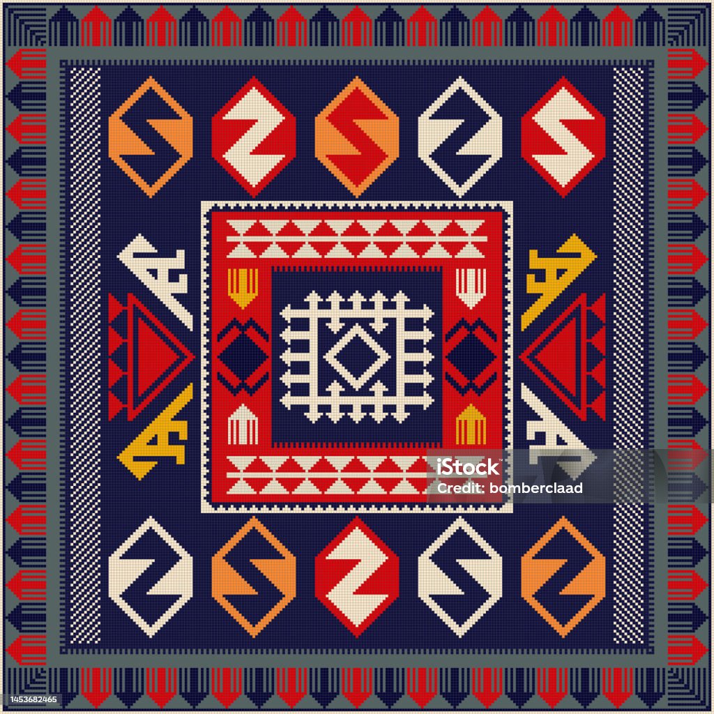 Kilim Red Pattern Vector Graphics Kilim Pattern 3 Stock Illustration - Download Image Now - Antique, Art ...