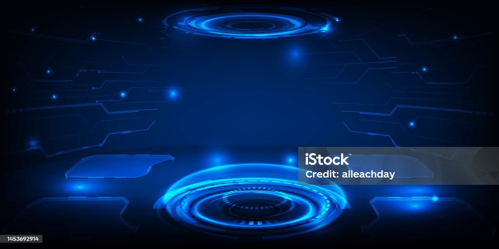 Futuristic Digital Modern Technology With Blue Neon Digital Element And ...