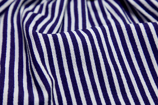 Stripe fabric. Blue and white fabric background texture. Stripe cloth.